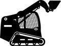 Silhouette of Skid Steer Loader with Bucket and Track Icon in Flat Style. Vector Illustration Royalty Free Stock Photo