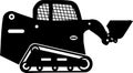 Silhouette of Skid Steer Loader with Bucket and Track Icon in Flat Style. Vector Illustration Royalty Free Stock Photo