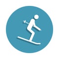 Silhouette Skier icon in badge style. One of Winter sports collection icon can be used for UI, UX