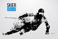 Silhouette of skier isolated. Vector illustration Royalty Free Stock Photo