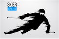 Silhouette of skier isolated. Vector illustration