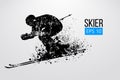 Silhouette of skier isolated. Vector illustration Royalty Free Stock Photo
