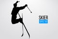 Silhouette of skier jumping . Vector illustration Royalty Free Stock Photo