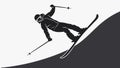 A silhouette of a skier making a sharp turn on a slope. vector design Generative AI Royalty Free Stock Photo