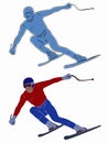 Silhouette of skier, vector draw Royalty Free Stock Photo