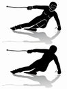 Silhouette of a skier , vector draw Royalty Free Stock Photo