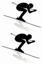 Silhouette of a skier , vector draw Royalty Free Stock Photo