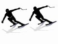 Silhouette of skier, vector draw Royalty Free Stock Photo