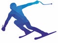 Silhouette of skier, vector draw Royalty Free Stock Photo