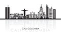 Silhouette Skyline panorama of city of Cali, Colombia