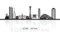 Silhouette Skyline panorama of city of Kobe, Japan