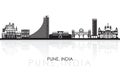 Silhouette Skyline panorama of city of Pune, India