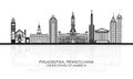 Silhouette Skyline panorama of Philadelphia, Pennsylvania, United States Royalty Free Stock Photo