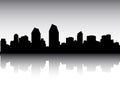 Silhouette Skyline Panorama of San Diego California Royalty Free Stock Photo