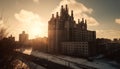 Silhouette of skyscrapers against blue winter sunset generated by AI Royalty Free Stock Photo