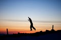 Silhouette of slackliner