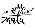 Silhouette Sleigh of Santa Claus and Reindeers. Christmas Lettering. Hello santa. Vector illustration