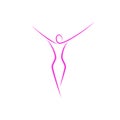 Silhouette of a slender girl logo, slim figure of a young attractive woman fitness model in a linear art style, a emblem template