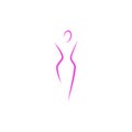 Silhouette of a slender woman body logo, abstract health feminine slim figure of a young girl pink lines art, mockup of a female
