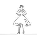 Silhouette of slender woman in midi dress
