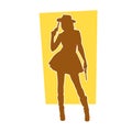 Silhouette of a slim sexy woman pose in cowgirl or country girl costume. Royalty Free Stock Photo