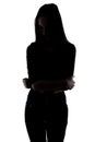 Silhouette slim woman with arms crossed