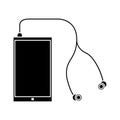 Silhouette smartphone earphones application modern