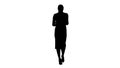 Silhouette Smiling business woman reading her notes.