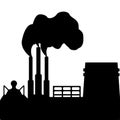 Silhouette of smoking industrial plant. Environmental pollution. Vector illustration.