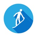 Silhouette snowboarder athlete isolated icon with long shadow. Winter sport games discipline signs and symbols can be used for web