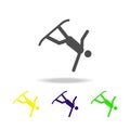 Silhouette snowboarder athlete isolated multicolored icon. Winter sport games discipline. Symbol, signs can be used for web, logo,