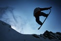 Silhouette Snowboarder jumping Royalty Free Stock Photo