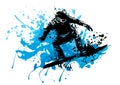 Silhouette of a snowboarder jumping. Vector illustration