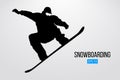 Silhouette of a snowboarder jumping isolated. Vector illustration Royalty Free Stock Photo