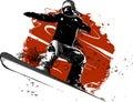 Silhouette of a snowboarder jumping isolated. Vector illustration Royalty Free Stock Photo