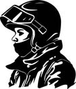 silhouette of a snowmobile girl vector Royalty Free Stock Photo