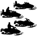 Silhouette snowmobile on white background. Vector illustration