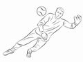 Silhouette of soccer goalie, vector draw Royalty Free Stock Photo