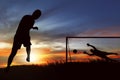 Silhouette of soccer player ready to execute penalty kick Royalty Free Stock Photo