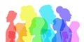 Silhouette social diversity. People of diverse culture. Men and women group profile. Racial equality in multicultural