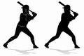 Silhouette of a softball woman player, vector drawing Royalty Free Stock Photo