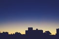 Silhouette of the top of a modern building in Madrid, Spain. Royalty Free Stock Photo