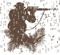 Silhouette of soldier in action. vector illustration in grunge style 4