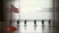 Figures of soldiers. Silhouette Of A Soldier Against Us Flag Background Royalty Free Stock Photo