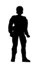 Silhouette of Soldier, Low Angle Perspective, Isolated on White