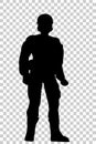 Silhouette of Soldier, Low Angle Perspective, at Transparent Effect Background