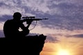 Silhouette of a soldier sniper Royalty Free Stock Photo