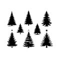 Silhouette Solid Vector Icon Set Of Christmas Tree, Yule, Fir, Tannenbaum, Evergreen, Conifer, Pine, Holiday, Festive Royalty Free Stock Photo