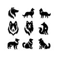 Silhouette Solid Vector Icon Set Of Dog, Breeds, Canine, Pooch, Hound, Puppy, Mutt, Pet, Doggy.