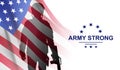 Silhouette of a solider on a backgound with USA flag. USA Armed Forces Royalty Free Stock Photo